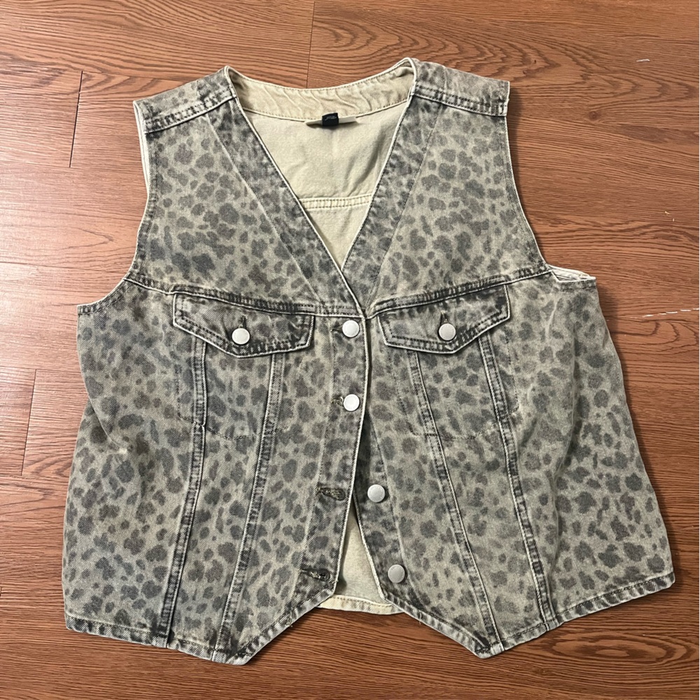 Leopard Print Denim Vest